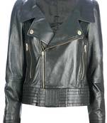 Women’s real soft lambskin leather jacket black zipper motorcycle biker stylish bomber