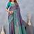 Turquoise soft silk blend banarasi jacuard work designer party wear saree with unstitched blouse piece