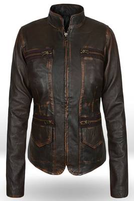 women's brown lambskin leather biker jacket classic moto zip style premium stylish 1