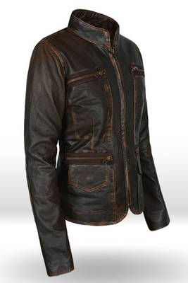 women's brown lambskin leather biker jacket classic moto zip style premium stylish 2