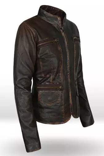 women's brown lambskin leather biker jacket classic moto zip style premium stylish