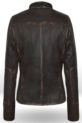 women's brown lambskin leather biker jacket classic moto zip style premium stylish 3