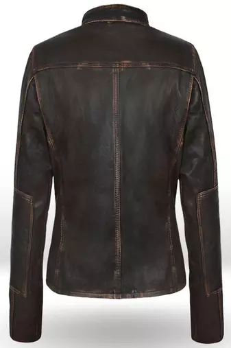 women's brown lambskin leather biker jacket classic moto zip style premium stylish