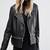 women's black premium lambskin leather jacket adjustable belted waist premium