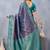 Turquoise soft silk blend banarasi jacuard work designer party wear saree with unstitched blouse piece