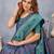 Turquoise soft silk blend banarasi jacuard work designer party wear saree with unstitched blouse piece