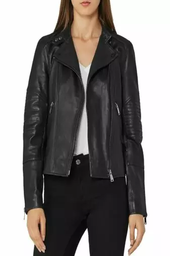 women's black lambskin leather biker jacket premium quilted design superior