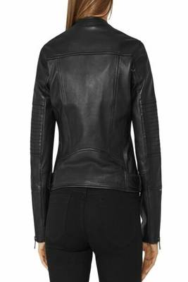 women's black lambskin leather biker jacket premium quilted design superior 2