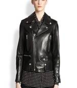 Women’s real soft lambskin leather jacket black- button detail & cross zipper stylish