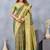 Light green soft silk blend banarasi jacuard work designer party wear saree with unstitched blouse piece