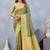 Light green soft silk blend banarasi jacuard work designer party wear saree with unstitched blouse piece