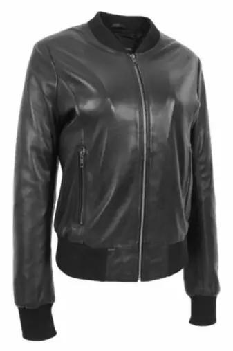 women's black lambskin leather jacket classic zip up style premium premium