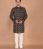 Men's floral printed cotton straight  kurta