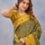 Green mustard soft silk blend banarasi jacuard work designer party wear saree with unstitched blouse piece