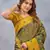 Green mustard soft silk blend banarasi jacuard work designer party wear saree with unstitched blouse piece