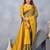 Green mustard soft silk blend banarasi jacuard work designer party wear saree with unstitched blouse piece
