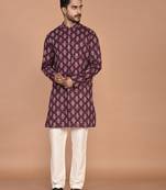 Men's floral printed cotton straight  kurta