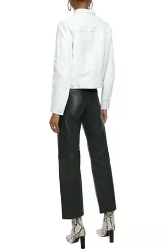 women's white lambskin leather jacket classic zip up style authentic