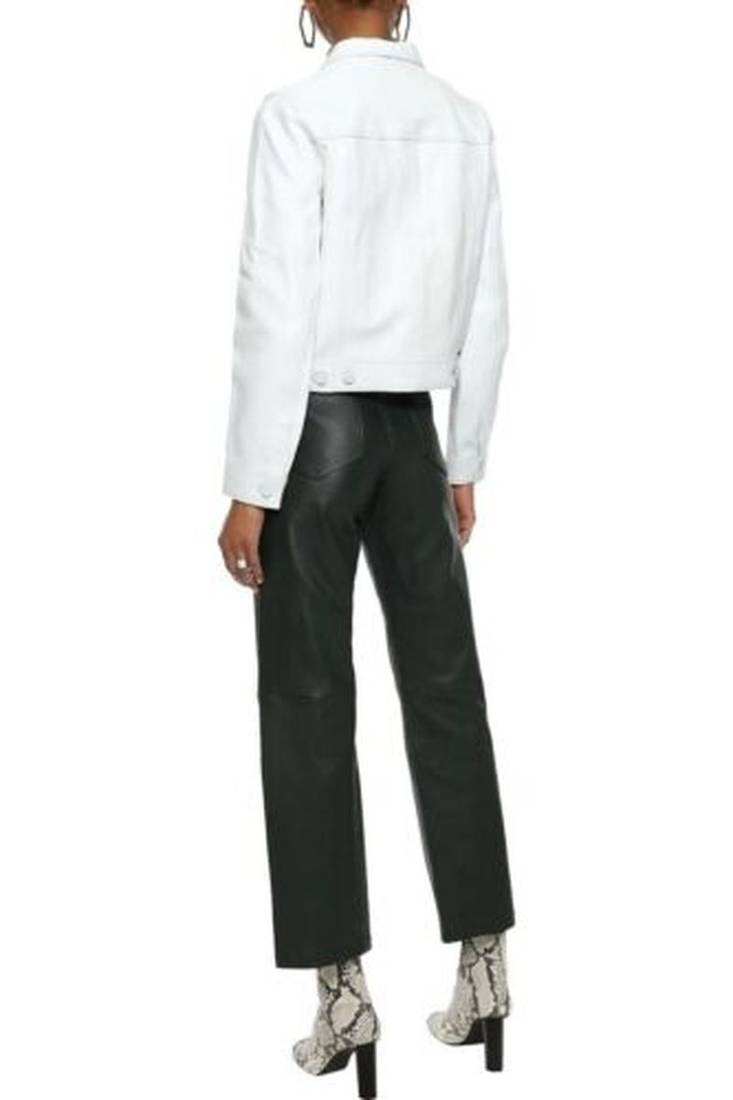 Women’s real soft lambskin leather slim fit jacket white 2 pocket  stylish