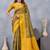 Green mustard soft silk blend banarasi jacuard work designer party wear saree with unstitched blouse piece