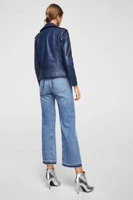 women's blue lambskin leather jacket classic zip up style 2