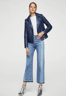 women's blue lambskin leather jacket classic zip up style 3