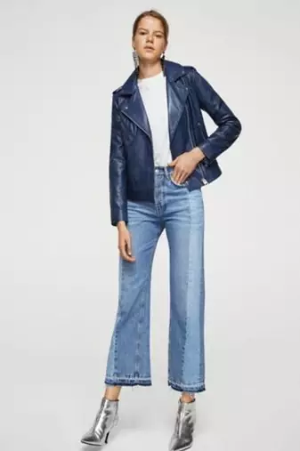 women's blue lambskin leather jacket classic zip up style