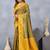 Green mustard soft silk blend banarasi jacuard work designer party wear saree with unstitched blouse piece
