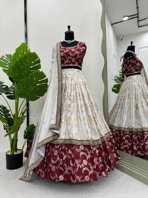 off white jacquard coding sequin lehenga choli set 3