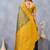 Green mustard soft silk blend banarasi jacuard work designer party wear saree with unstitched blouse piece