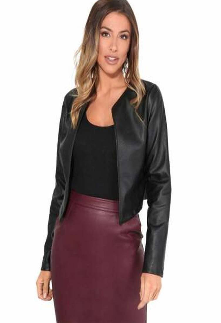 Women’s real soft lambskin leather  short jacket  black motorcycle biker stylish bomber