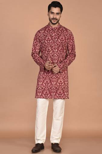 Men's  paisley print cotton kurta