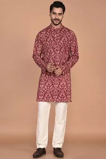 Men's  paisley print cotton kurta