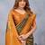 Green orange soft silk blend banarasi jacuard work designer party wear saree with unstitched blouse piece
