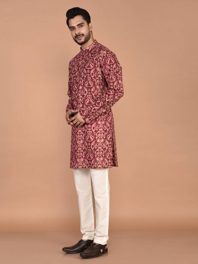 Men's  paisley print cotton kurta