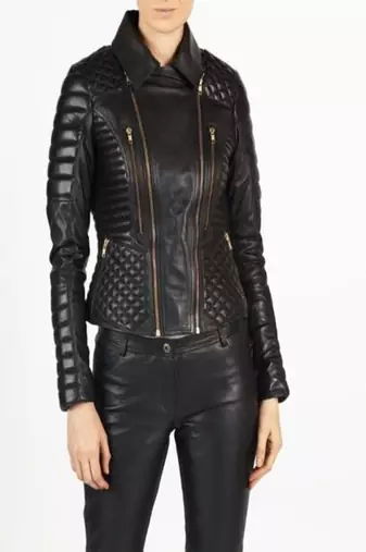 women's black lambskin leather biker jacket premium quilted design refined