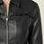 women's black lambskin leather biker jacket peplum waist detailing