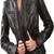 women's black premium lambskin leather jacket adjustable belted waist exclusive