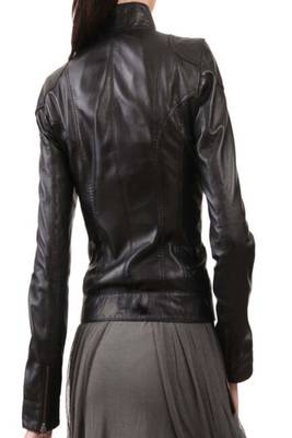 women's black premium lambskin leather jacket adjustable belted waist exclusive 3