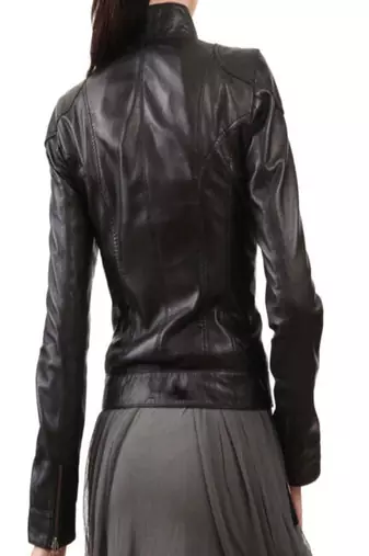 women's black premium lambskin leather jacket adjustable belted waist exclusive