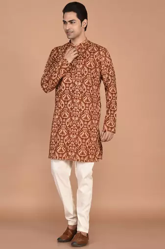 Men's  paisley print cotton kurta