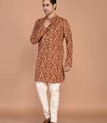 Men's  paisley print cotton kurta