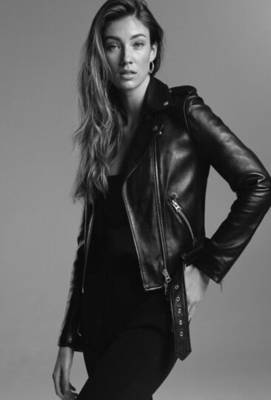 women's black premium lambskin leather jacket adjustable belted waist modern 2