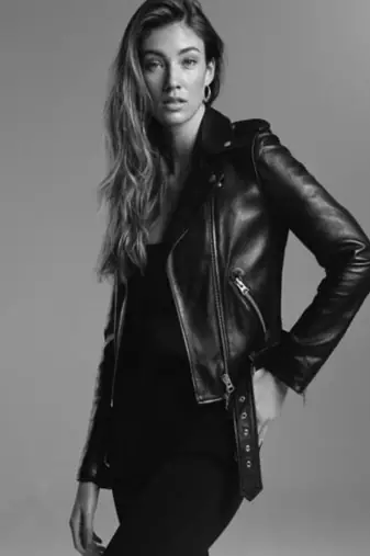 women's black premium lambskin leather jacket adjustable belted waist modern