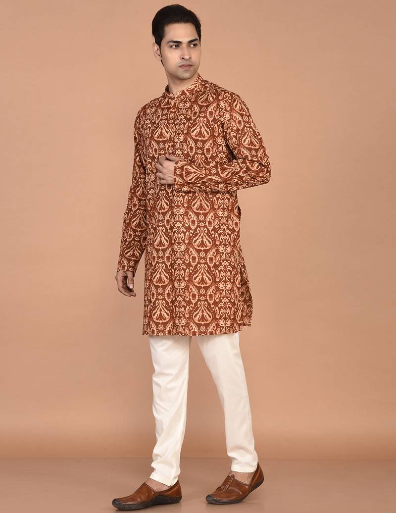 Men's  paisley print cotton kurta