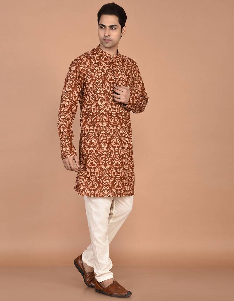 Men's  paisley print cotton kurta