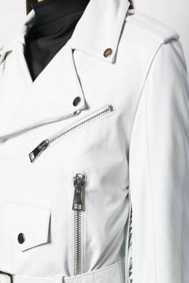women's white premium lambskin leather jacket fringed western design premium 3