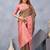 Green pink soft silk blend banarasi jacuard work designer party wear saree with unstitched blouse piece