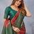 Orange green soft silk blend banarasi jacuard work designer party wear saree with unstitched blouse piece
