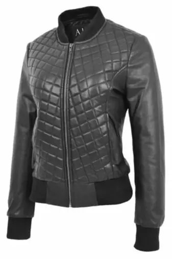 women's black premium lambskin leather jacket premium quilted design modern